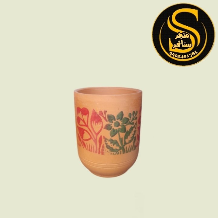 كاس فخار باكستاني ملون ماء شاهي